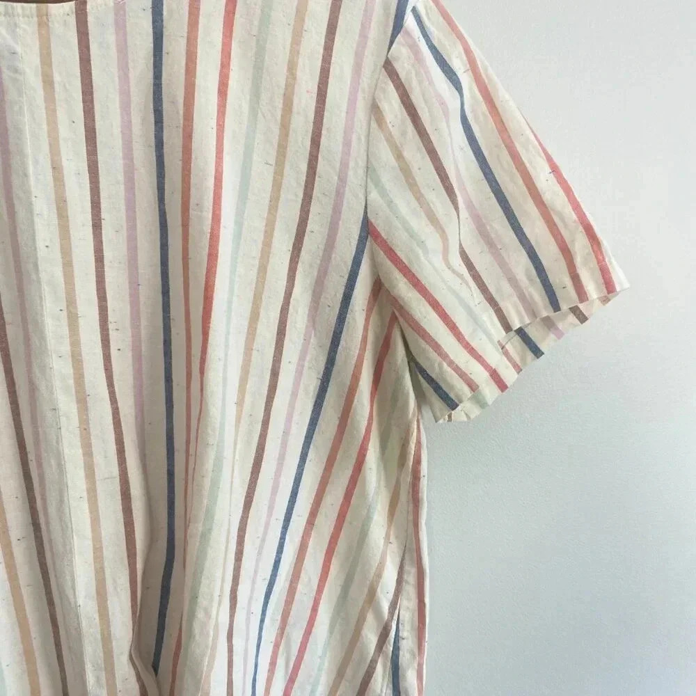 Madewell Striped Back Button Front Tie Top - Picture 7 of 16
